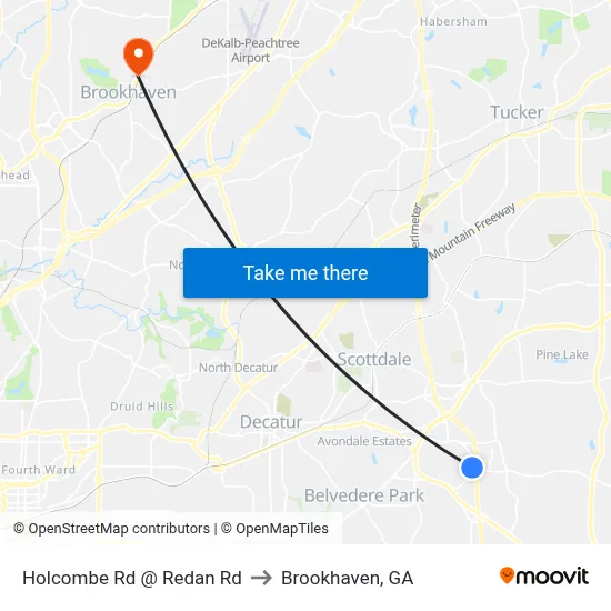 Holcombe Rd @ Redan Rd to Brookhaven, GA map