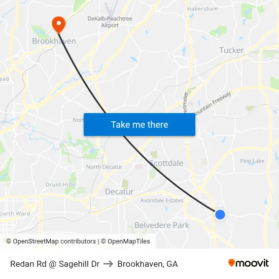 Redan Rd @ Sagehill Dr to Brookhaven, GA map