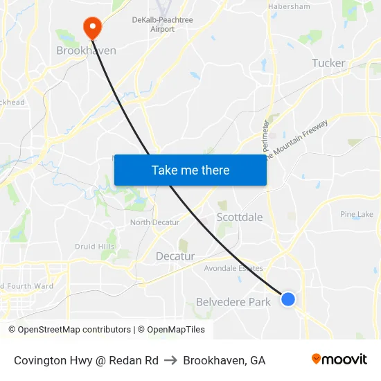 Covington Hwy @ Redan Rd to Brookhaven, GA map