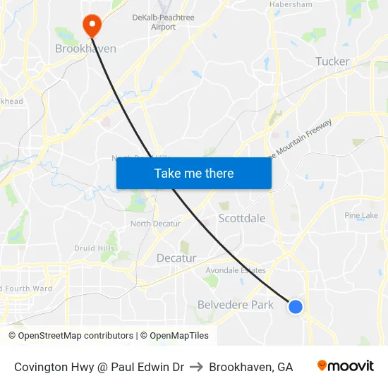 Covington Hwy @ Paul Edwin Dr to Brookhaven, GA map