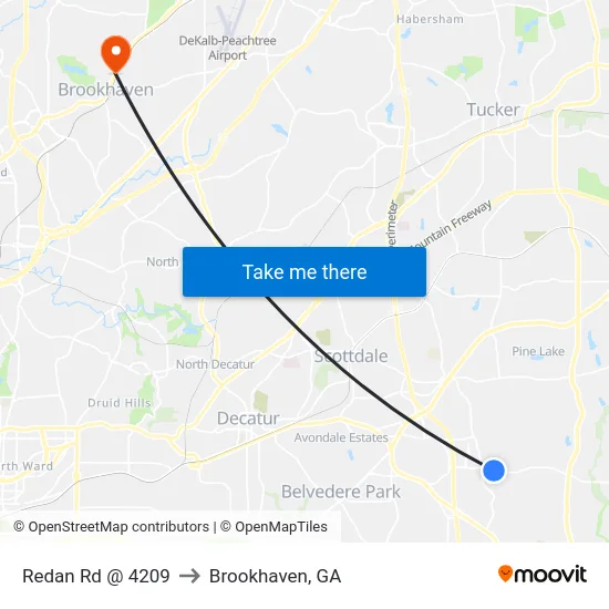 Redan Rd @ 4209 to Brookhaven, GA map