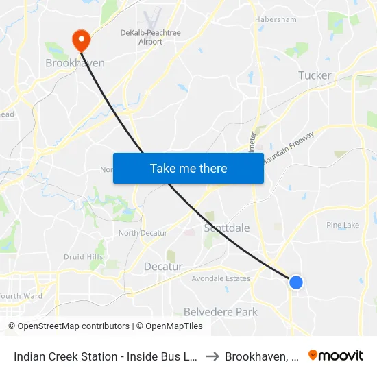 Indian Creek Station - Inside Bus Loop to Brookhaven, GA map