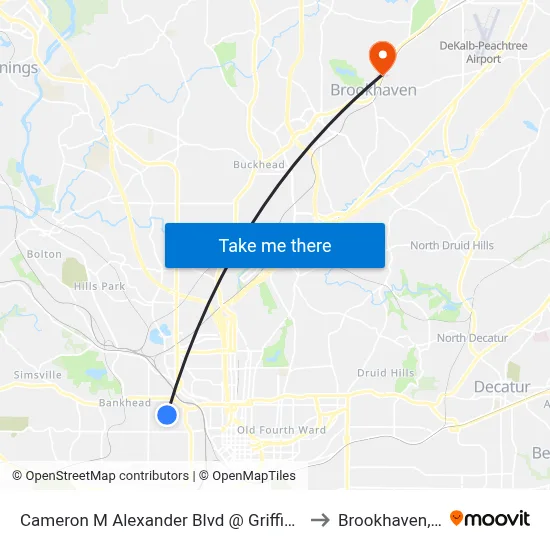 Cameron M Alexander Blvd @ Griffin St NW to Brookhaven, GA map