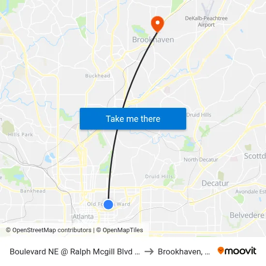 Boulevard NE @ Ralph Mcgill Blvd NE to Brookhaven, GA map