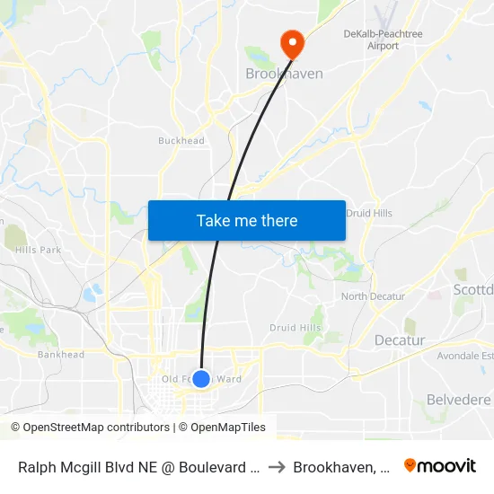 Ralph Mcgill Blvd NE @ Boulevard NE to Brookhaven, GA map