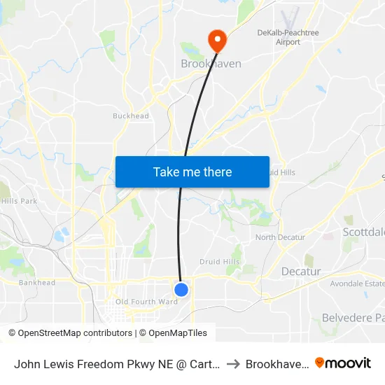 John Lewis Freedom Pkwy NE @ Carter Center Entr to Brookhaven, GA map