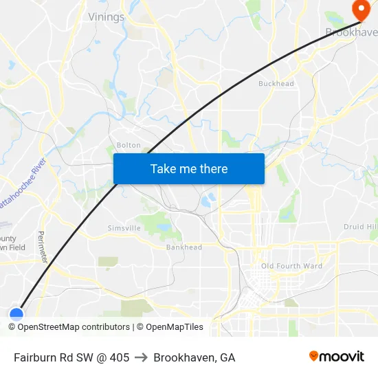 Fairburn Rd SW @ 405 to Brookhaven, GA map