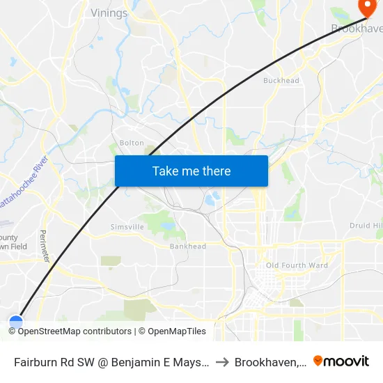 Fairburn Rd SW @ Benjamin E Mays Dr SW to Brookhaven, GA map