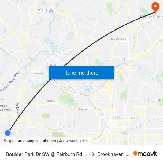 Boulder Park Dr SW @ Fairburn Rd SW to Brookhaven, GA map