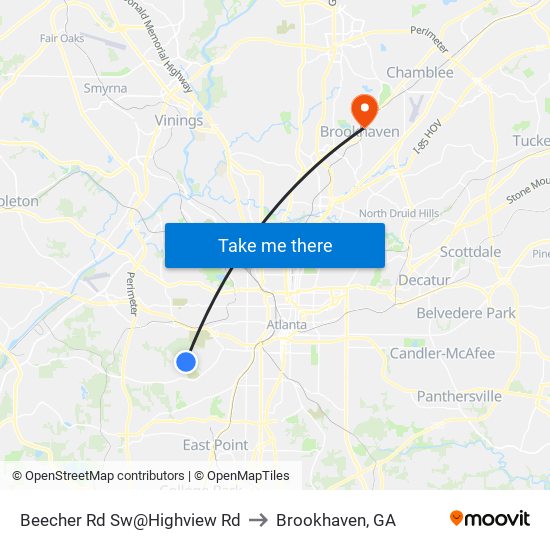 Beecher Rd Sw@Highview Rd to Brookhaven, GA map