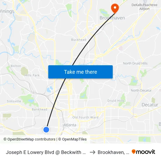 Joseph E Lowery Blvd @ Beckwith St SW to Brookhaven, GA map