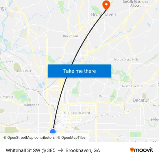 Whitehall St SW @ 385 to Brookhaven, GA map