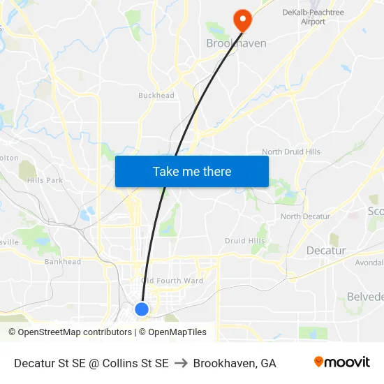 Decatur St SE @ Collins St SE to Brookhaven, GA map