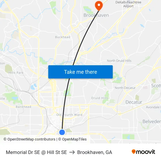 Memorial Dr SE @ Hill St SE to Brookhaven, GA map