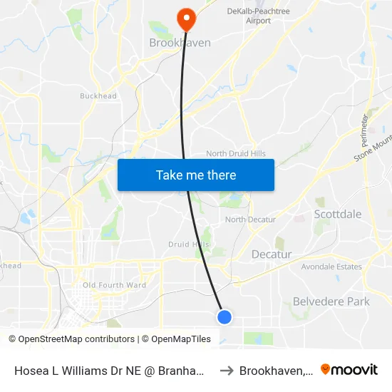 Hosea L Williams Dr NE @ Branham St NE to Brookhaven, GA map