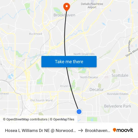 Hosea L Williams Dr NE @ Norwood Ave NE to Brookhaven, GA map