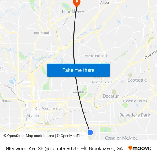 Glenwood Ave SE @ Lomita Rd SE to Brookhaven, GA map