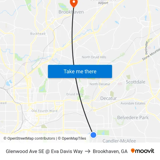 Glenwood Ave SE @ Eva Davis Way to Brookhaven, GA map