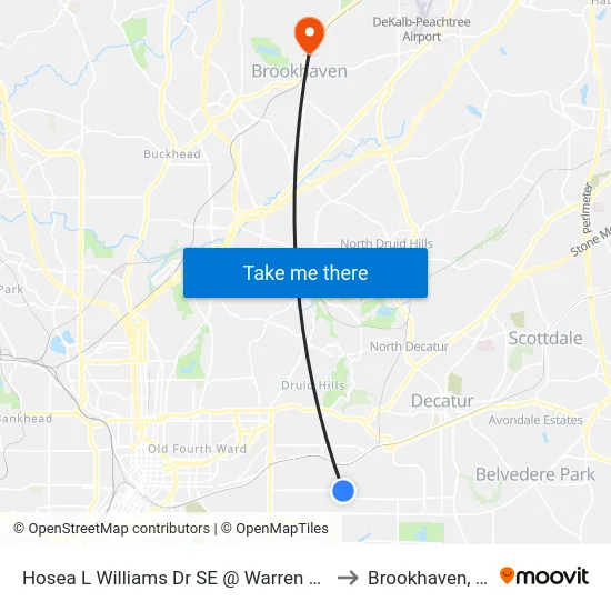 Hosea L Williams Dr SE @ Warren St SE to Brookhaven, GA map