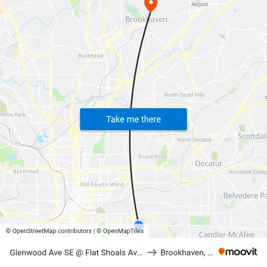Glenwood Ave SE @ Flat Shoals Ave SE to Brookhaven, GA map