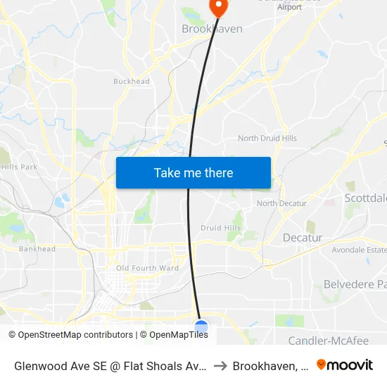 Glenwood Ave SE @ Flat Shoals Ave SE to Brookhaven, GA map