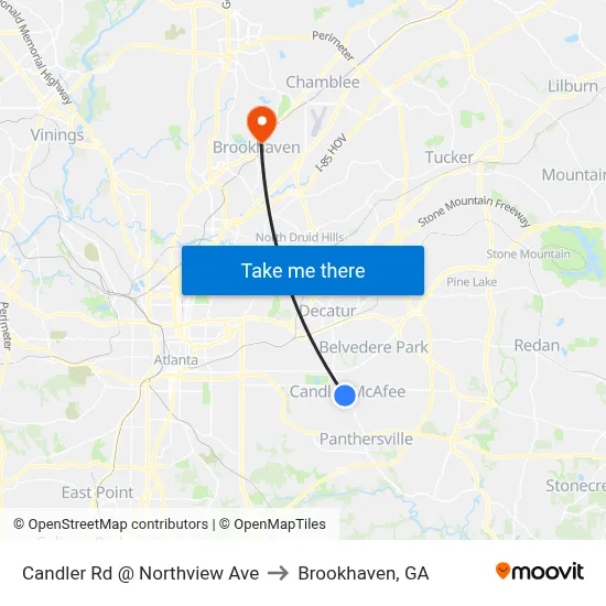 Candler Rd @ Northview Ave to Brookhaven, GA map