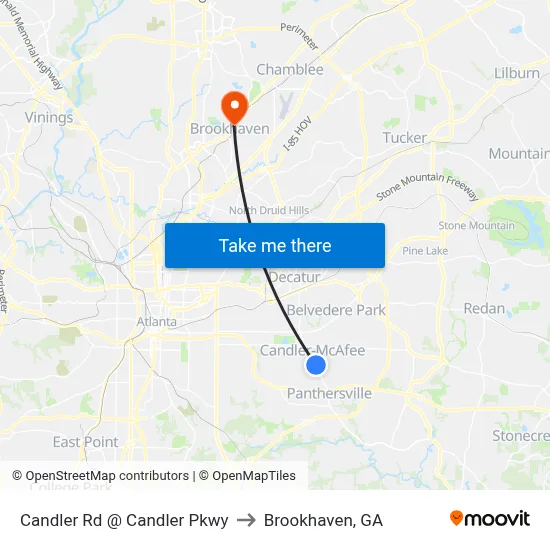 Candler Rd @ Candler Pkwy to Brookhaven, GA map