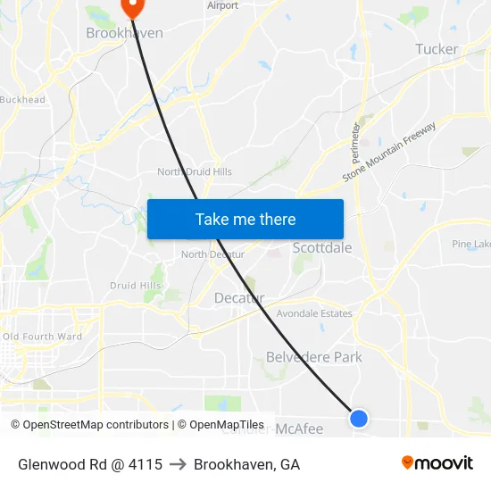 Glenwood Rd @ 4115 to Brookhaven, GA map
