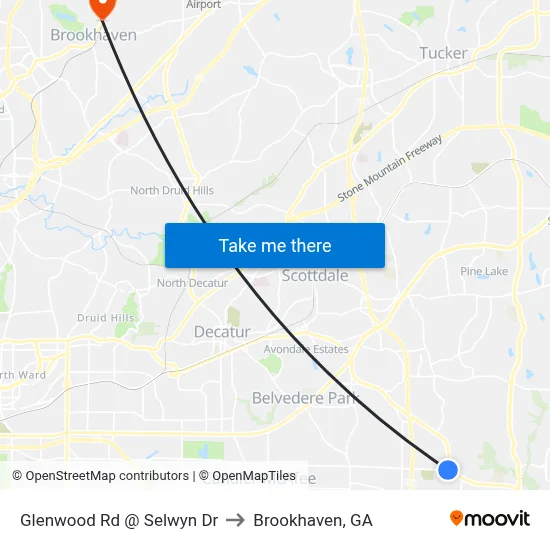 Glenwood Rd @ Selwyn Dr to Brookhaven, GA map