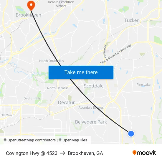 Covington Hwy @ 4523 to Brookhaven, GA map