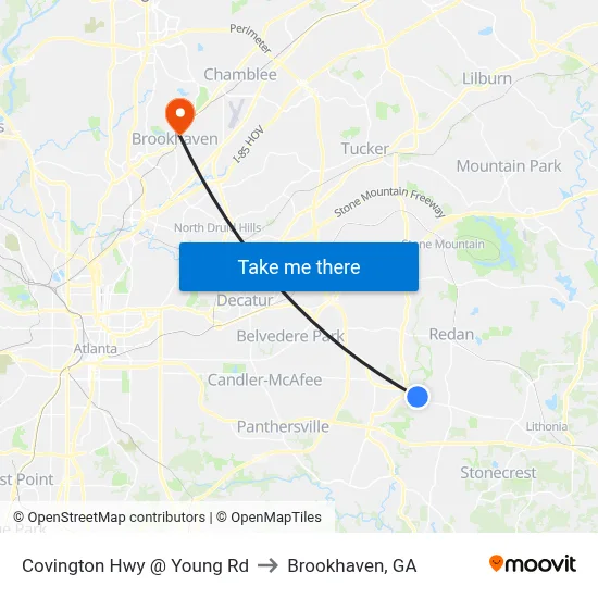 Covington Hwy @ Young Rd to Brookhaven, GA map