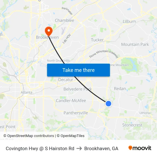 Covington Hwy @ S Hairston Rd to Brookhaven, GA map
