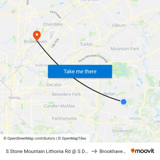 S Stone Mountain Lithonia Rd @ S Deshon Rd to Brookhaven, GA map