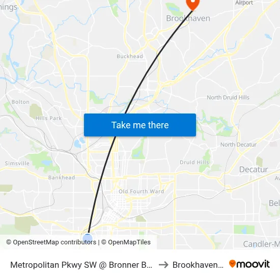 Metropolitan Pkwy SW @ Bronner Bros Way to Brookhaven, GA map
