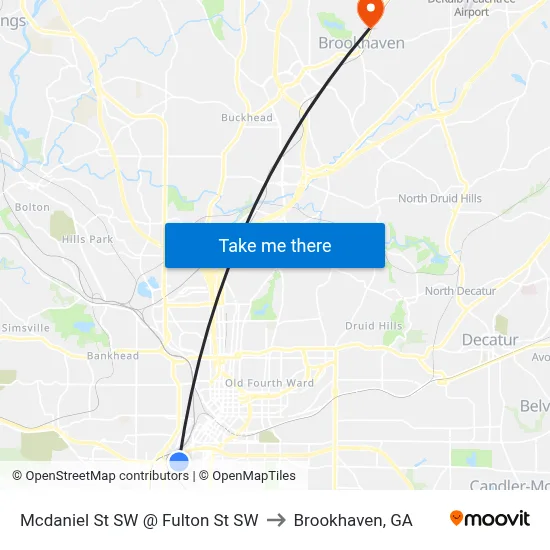 Mcdaniel St SW @ Fulton St SW to Brookhaven, GA map