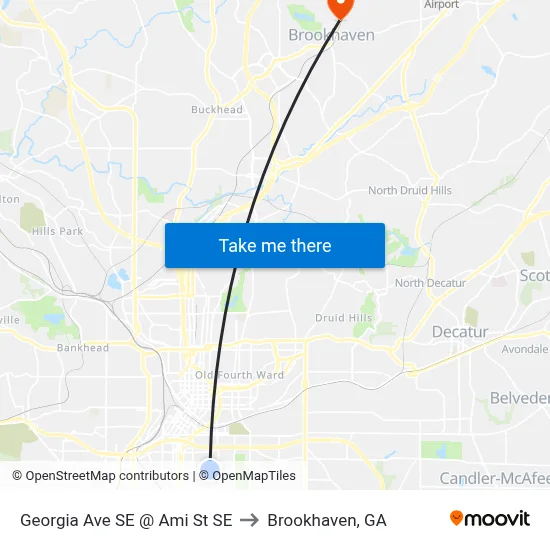 Georgia Ave SE @ Ami St SE to Brookhaven, GA map
