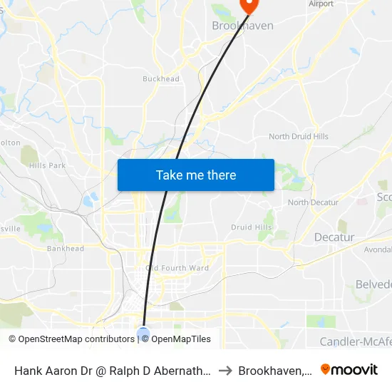 Hank Aaron Dr @ Ralph D Abernathy Blvd to Brookhaven, GA map