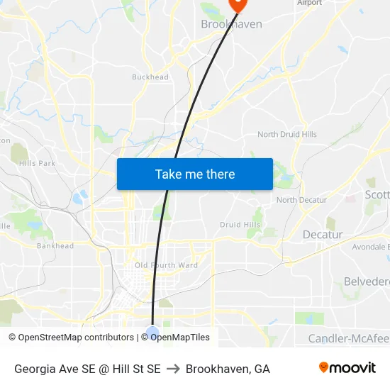 Georgia Ave SE @ Hill St SE to Brookhaven, GA map