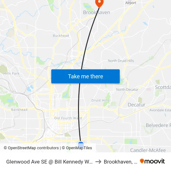 Glenwood Ave SE @ Bill Kennedy Way SE to Brookhaven, GA map