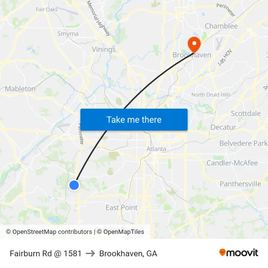 Fairburn Rd @ 1581 to Brookhaven, GA map