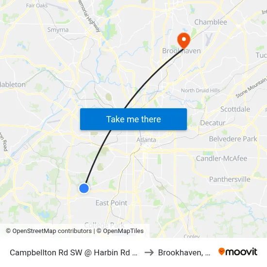 Campbellton Rd SW @ Harbin Rd SW to Brookhaven, GA map