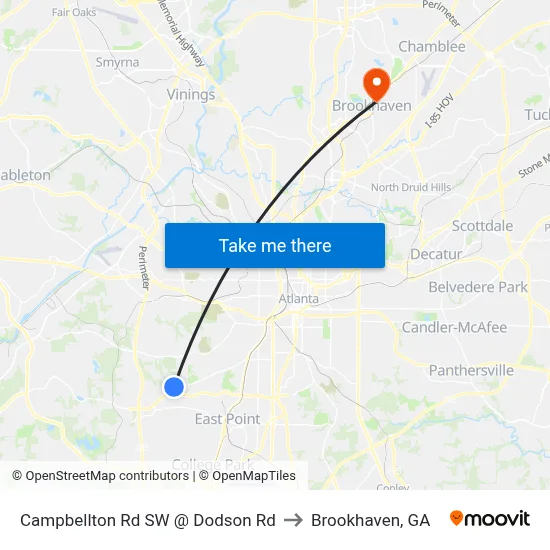 Campbellton Rd SW @ Dodson Rd to Brookhaven, GA map