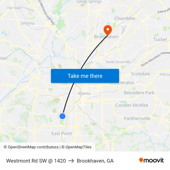 Westmont Rd SW @ 1420 to Brookhaven, GA map