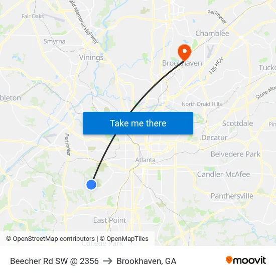 Beecher Rd SW @ 2356 to Brookhaven, GA map