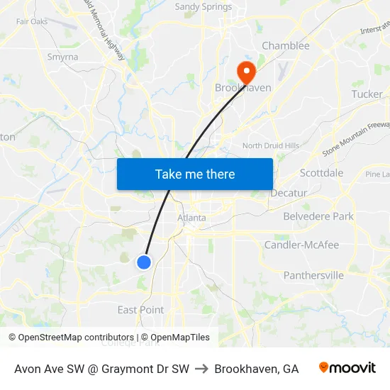 Avon Ave SW @ Graymont Dr SW to Brookhaven, GA map