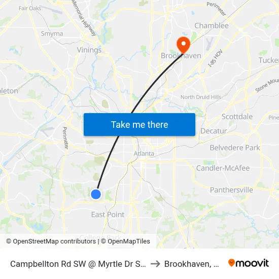Campbellton Rd SW @ Myrtle Dr SW to Brookhaven, GA map