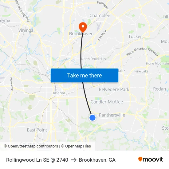 Rollingwood Ln SE @ 2740 to Brookhaven, GA map