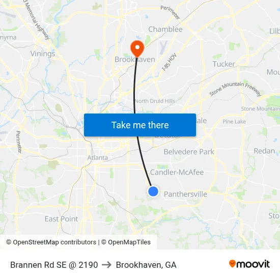 Brannen Rd SE @ 2190 to Brookhaven, GA map