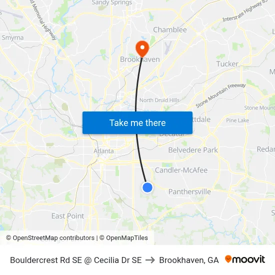 Bouldercrest Rd SE @ Cecilia Dr SE to Brookhaven, GA map