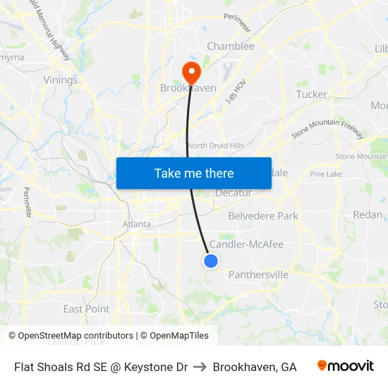 Flat Shoals Rd SE @ Keystone Dr to Brookhaven, GA map